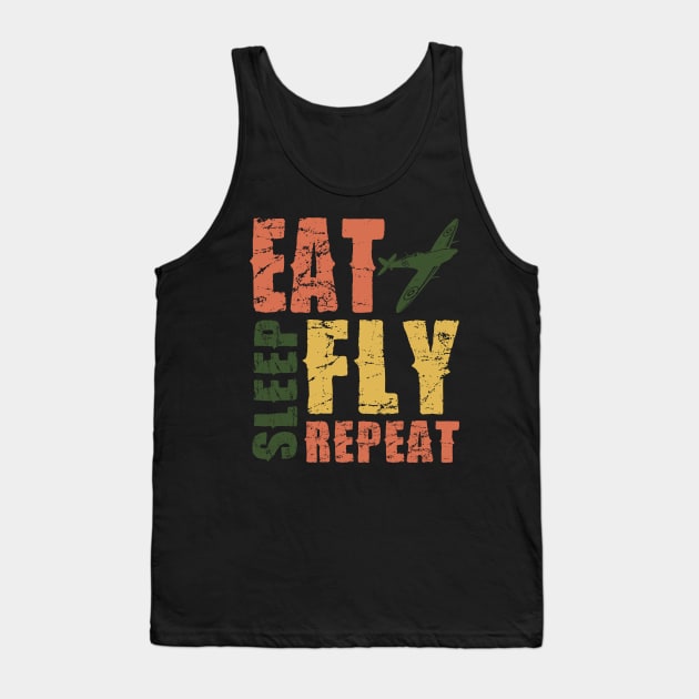 Airplane Pilot Shirts - EAT SLEEP FLY REPEAT Tank Top by Pannolinno